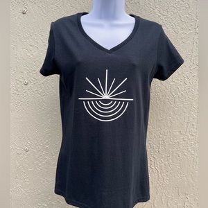Women’s Black V Neck Tee /Short sleeve cotton 
vinyl logo handmade S
Brand New